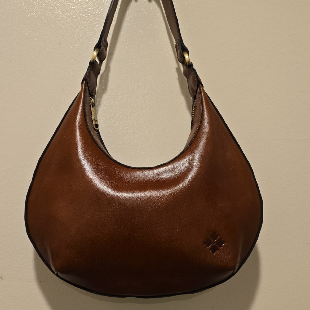 Patricia Nash Coco Crescent Cognac Brown Leather Hobo Bag